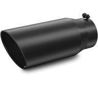 4 Inch 10.16cm Inlet Black Exhaust Tip 5" Outlet 12" Long Powder Coated Diesel Stainless Steel Tailpipe Exhaust Tip(Black)
