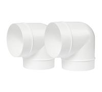 4" Inch / 100 mm Pack of 2 Plastic Ducting Pipes - 90 Degree Elbow Hose - Ventilation Round Tube Bend Connector