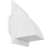 4'' Inch / 100 mm Plastic Exhaust Hood Vent with Rain Cover, Wh, Indoor and Outdoor Air Vent Cover, HVAC Exhaust, Air Supply Vent Duct Cover Cap - Louvered Dryer Ducting Grille