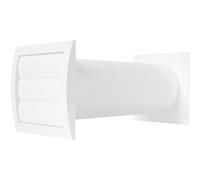 4 Inch / 100 mm Through-Wall Ventilation kit - Adjustable - Louvered Dryer Vent Cover with Pipe and Duct Connector - White - Plastic - with Built in Fly Screen Mesh (Style 1 with 4'' Inch)