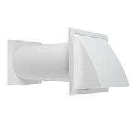 4 Inch / 100 mm Through-Wall Ventilation kit - Adjustable - Louvered Dryer Vent Hood with Pipe and Duct Connector - White - Plastic - with Built in Gravity Damper