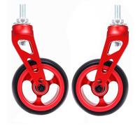 4 inch/100 mm Wheelchair Front Wheels with Aluminum Alloy Front Fork, Replacement Castor Part for Wheelchairs, Rollators, Walkers, Red