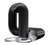 4 Inch (100mm) Flexible Aluminum PVC Ventilation Ducting Hose - 5m Black Air Duct Pipe for Extractor Fan, Hydroponics, Grow Tents, Dryer Vents