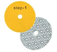 4 Inch 100mm Polishing Pads 2PCS for Terrazzo and Stone 3 Step Grit System Resin with Emery for Smooth Results (2PCS step 1)