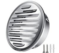 4 Inch-100mm Round Air Vent Cover Stainless Steel Louver Grille Cover with Built-in Screen Mesh 3" 5" 6" Soffit Vents for Home Outdoor Bathroom Wall Ceiling, 60-200mm(130mm/5.12in)