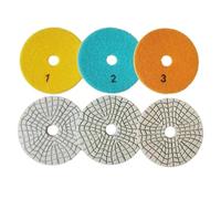 4 Inch 100mm Wet/Dry 3 Step Polishing Pads for Granite, Marble, Concrete - Resin Bonded Sanding Discs with High Density Emery, Nylon Back Fleece, 3 Grits (1#/2#/3#), 3 Pack