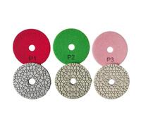 4 Inch 100mm Wet/Dry 3 Step Polishing Pads Set for Granite, Marble, Concrete - Resin Bonded Sanding Discs with High-Density Emery, Nylon Back Fleece, 3-Pack (1#/2#/3# Grit)