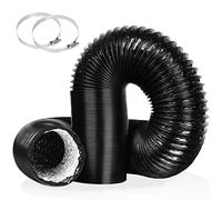 4 Inch 16FT Air Duct,Insulation Aluminum Clothing Dryer Hose,Black PVC Lightproof Vent Hose for Fan Filter and Grow Tent, 2 Clamps Include