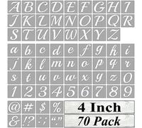 4 Inch Alphabet Letter Stencils for Painting - 70 Pack Letter and Number Stencil Templates with Signs for Painting on Wood, Reusable Cursive Letters Stencils for Chalkboard Wood Signs & Wall Art