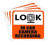 4 Inch Car Camera Security Sticker Vehicle Safety Sign Audio Video Recording Sticker for Driver Dashboard Window,Dash Cam Accessories,8 Pcs
