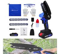 4-Inch Cordless Mini Chainsaw Brushless Battery Chainsaw for Trees, Cordless Chain Saw Pruning Shears Chainsaw w/21V 1.5Ah Battery and Fast Charge, 2 Chains Portable Handheld Electric Chainsaw