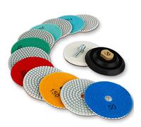 4 Inch Diamond Polishing Pads Kit, 15Pcs Wet/Dry Polishing Pads Mixed Grits 50-8000 Grit Hook and Loop Backing Grinding Discs Grinder Tools for Granite Marble Concrete Stone Buffing Polishing