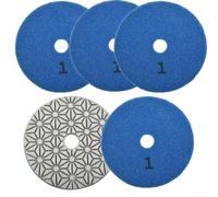 4 Inch Diamond Polishing Pads Wet/Dry 3 Step Set For Granite Concrete Marble Stone Terrazzo Cement Floor Grinding Polishing Tool 100mm (5PCS Grit 1)