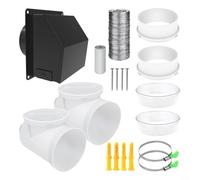 4 Inch Dryer Vent Kit with 90 Degree Elbow, 5FT Hose and Wall Plate for Tight Space, Galvanized Steel Hood for Home Laundry Room HVAC Exhaust, Black(Ventilation set2)