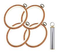 4 Inch Embroidery Frame,Embroidery Hoop,Hoop Embroidery, Imitated Wood Display Frame Circle 4 Pieces, with 1 PCS Sewing Needle Cylinder