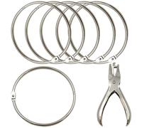 4 Inch Extra Large Binder Rings - 6 Pack Book Rings with Hole Punch, Reusable Organizer for Index Cards, File Folders, Keys, DIY Crafts, Home Office School Supplies (6)