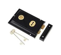 4 inch Fluted Rim Sash Lock with 2 Keys and Screws | Heavy Duty Door Rim Lock for Wooden Doors | Surface Mounted Door Lock Latch for Home, Office, Main Entrance Door Security Hardware