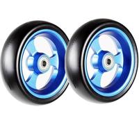 4 Inch Front Wheel For Sports Wheelchair, Blue Solid Casters, Aluminum Alloy Hub, Bearing 8mm(5/16")(100mm(4"))