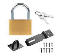 4 Inch Hasp and Staple Heavy Duty, Shed Lock, Practical Hasp and Staple with Padlock, Stainless Door Latch keyed Alike Padlocks for External Doors Window Cabinet Pet Cage