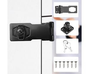 4 Inch Hasp and Staple with Padlock, ADERTOS Keyed Hasp Lock Heavy Duty Shed Lock Door Locks Hasps Twist Knob Keyed Locking Hasps Safety Door Clasp Gate Locks with Key for Cabinets Cupboard Gate