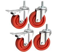 4 Inch Heavy Duty Castor Wheels 100mm Nylon Swivel Casters with M12 Thread 400kg Capacity High Temperature Resistance Silent Operation Double Bearing Transport Brake
