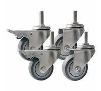 4-Inch Heavy Duty Industrial Stem Casters Wheels - Swivel Locking M20 Threaded, No Noise Bearings for Carts & Furniture Replacement, Set of 4 (M20x150mm)