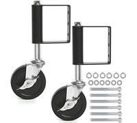 4 Inch Heavy Duty Spring Loaded Gate Caster Wheels with Side Lock Brake, 100KG Load Capacity per Wheel, Pack of 2