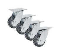 4 Inch Heavy Duty Swivel Caster Wheels - Industrial Polyurethane Plate Casters with Locking Brakes - Durable Anti-Slip Design for Optimal Mobility and Stability