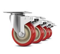 4 Inch Heavy Duty Swivel Caster Wheels with Brake, Set of 4, Industrial Locking Rolling Plate Casters Wheels for Furniture, Cart, Table and Workbench, Easily Load 2200lbs