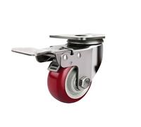 4 Inch Heavy Duty Swivel Casters Red Polyurethane Wheels Universal Directional Wheels with Brakes for Logistics Platforms and Medium Loads