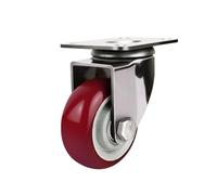 4 Inch Heavy Duty Universal Swivel Casters with Brakes Red Polyurethane Wheels for Logistics Ramps Durable Directional Rolling Wheel Set