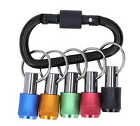 4 Inch Hex Shank Bit Holder Set with 5 Color Sockets Fast Change Extension Screwdriver Bit Holder for Electric Screwdrivers Hand Screwdrivers and Drills with Metal Keychain (Black Carabiner)
