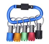 4 Inch Hex Shank Bit Holder Set with 5 Color Sockets Fast Change Extension Screwdriver Bit Holder for Electric Screwdrivers Hand Screwdrivers and Drills with Metal Keychain (Blue Carabiner)