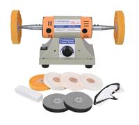 4 Inch Jewelry Polisher and Adjustable Variable Speed Grinder - with 6 Fabric Wheels and 2 Abrasive Wheels, Safety Glasses and Compounds for Jewelry, Metal, Wood, Jade, Polishing