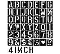 4 Inch Letter Stencils 42 Pcs ReusableTemplates Symbol Numbers Interlocking Stencil Kit Plastic Number Stencils for Wood,Wall,Paper,Fabric,Glass,Signage,DIY Art Projects