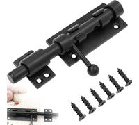 4 Inch Matte Black Slide Bolt Latch, 304 Stainless Steel Heavy Duty Barrel Bolt with Padlock Hole, Reversible Left Right Security Lock for Barn Doors Fences Sheds Cabinets Windows Warehouse