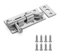 4 Inch Necked Tower Bolt Heavy Duty Zinc Plated Door Latch Lock | Sliding Barrel Bolt for Wooden Doors, Gates, Windows, Cabinets, Bathroom, Bedroom, Shed | Home Security Latch with Screws