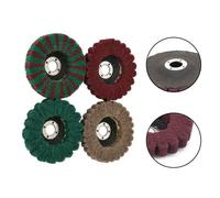 4 Inch Nylon Fiber Flap Buffing Wheel for Angle Grinders - 100 Mm Diameter X 16 Mm Arbor Hole Water Oil Resistant Scouring Pad for Metal Stainless Steel Plastic Plus Wood Polishing(A)