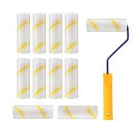 4 inch Paint Roller Sleeves, 10 Mini Microfibre Paint Rollers and Frame, Paint Roller Set, Professional Rollers for Painting Walls and Ceilings, for Smooth Finish Gloss Satin Varnish Emulsion Paint
