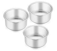 4 Inch Round Cake Tin for Baking, Homikit Stainless Steel Layer Cake Tins Pans Set of 3, Mini Cake Bakeware Set Ideal for Birthday Wedding Christmas, Healthy & Sturdy, Dishwasher Safe