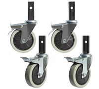 4-Inch Rubber C Wheels for Cars Swivel Furniture Cs with Square Tube Mount Long Handle 23×65mm 4-Pack Silent Mobility 400kg Load Capacity