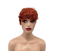 4 inch Short Curly Pixie Cut Human Hair Wigs for Women Glueless Layered Wig for Daily Use(Ginger Orange)