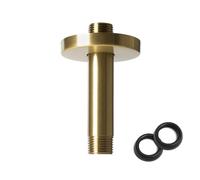4 Inch Shower Arm with Flange, Ceiling Mounted Shower Head Extension Arm, 1/2 NPT Straight Arm for Rain Shower Head, Stainless Steel Shower Head Extension Replacement Pipe Arm, Brusheed Gold