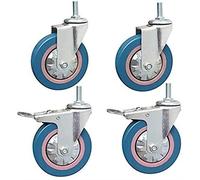 4 Inch Silent Rubber Casters M10 Thread Stem with Brakes 320KG Industrial Universal Swivel Trolley Dining Car Wheels for Hospital Hotel 4 Packs -Screw