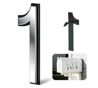 4 Inch Silver House Numbers for Outside, VONDERSO Self-Adhesive Mailbox Numbers with Exclusive Electroplated Finish and Durable ABS Base, for House Plaques, Mailbox, Yard, Garage - Plaque Number ‘1’