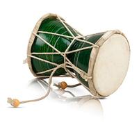 4 Inch Small Handmade Traditional Authentic Wooden & Leather Classical Indian Folk Dumroo Damroo Damaru Hand Drum Percussion Instrument Set, Decorative Collectible Showpiece World Musical Instruments