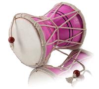 4 Inch Small Handmade Traditional Authentic Wooden & Leather Classical Indian Folk Dumroo Damroo Damaru Hand Drum Percussion Instrument Set, Decorative Collectible Showpiece World Musical Instruments