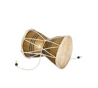 4 Inch Small Handmade Traditional Authentic Wooden & Leather Classical Indian Folk Dumroo Damroo Damaru Hand Drum Percussion Instrument Set, Decorative Collectible Showpiece World Musical Instruments