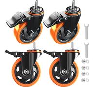 4 Inch Stem Caster Wheels Heavy Duty with Dual Locking 2000Lbs, Threaded Stem Casters 1/2" -13 x 1, Swivel Industrial Casters Set of 4, Wheels for Cart and Furniture