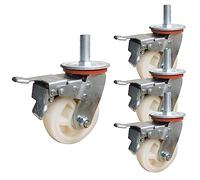 4 Inch Stem Casters with M16 Thread Locking Swivel Nylon Industrial Wheels Heavy Duty Bearing Casters for Carts & Equipment Set of 4 Perfect for Smooth Mobility
